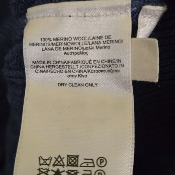 Brooks Brothers 100% Merino Wool Blue CableKnit Crewneck Pullover Sweater Size M - Picture 5 of 6